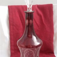 Кристални  чаши цветен червен кристал и гарафа , снимка 10 - Антикварни и старинни предмети - 17470279
