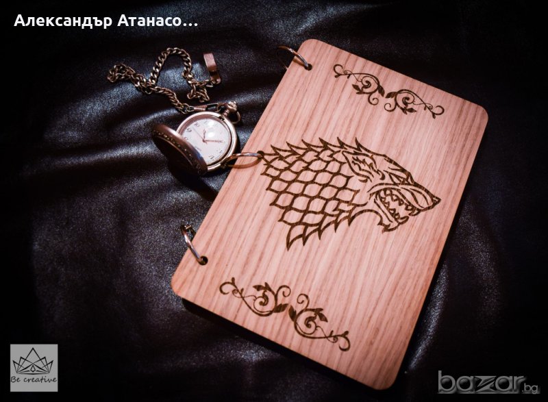 Персонално гравиран тефтер с дървени корици (дъб),формат А5, снимка 1