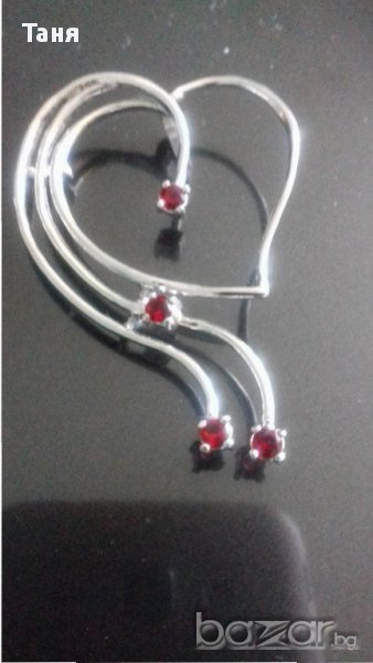 Сребърна висулка с червени цирконии , снимка 1