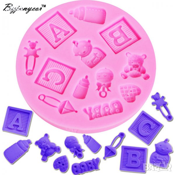 ABC baby бебешки фигурки силиконов молд форма за декорация и украса торта фондан, снимка 1