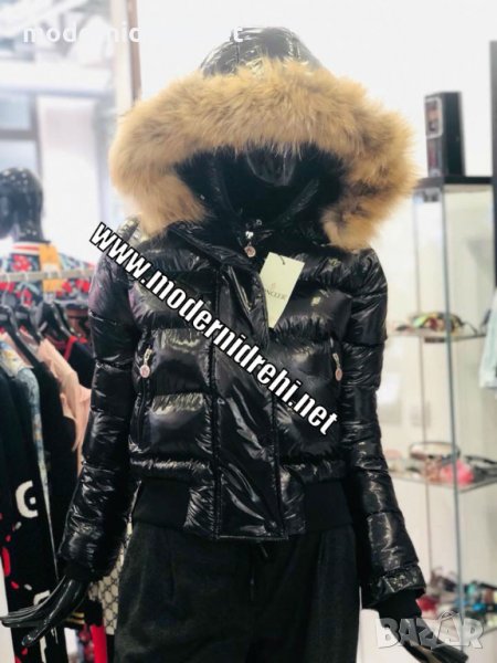 Дамско яке с лисица черно Moncler код 484, снимка 1