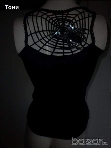 Черен спортен потник с паяк на гърба , снимка 1