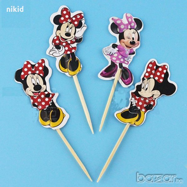 Мини Маус 24 бр топер топери клечки за мъфини декорация и украса, снимка 1