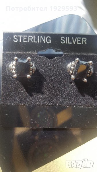 Обеци с черен камък, снимка 1