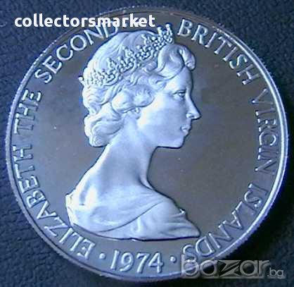 25 цента 1974 PROOF, Британски Вирджински острови, снимка 2 - Нумизматика и бонистика - 16039666
