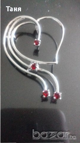 Сребърна висулка с червени цирконии 