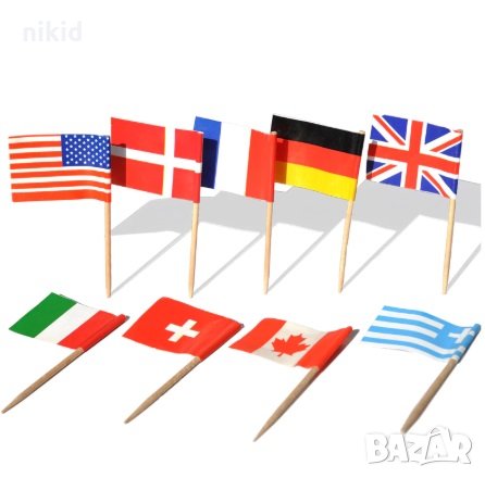 25 бр хартиени коктейлни знамена флагчета клечки държави хапки