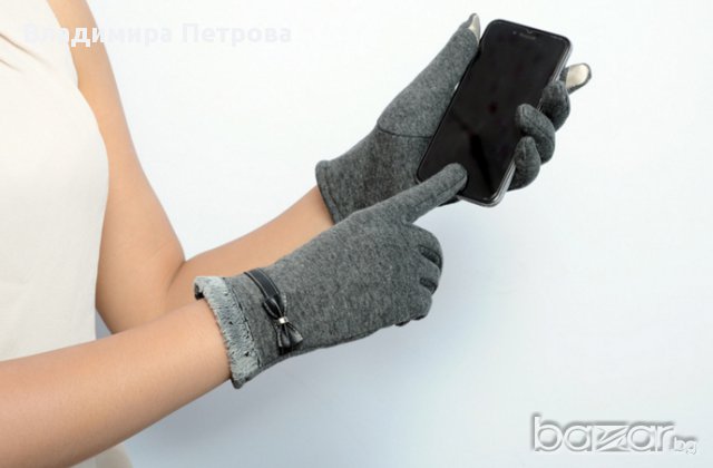 Ръкавици с кожена панделка за Touch Screen телефон, снимка 3 - Шапки - 17494136