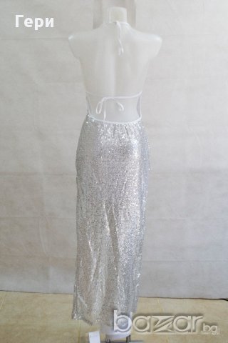 Дълга сребриста рокля марка Purpura Concept - S, снимка 4 - Рокли - 18171967