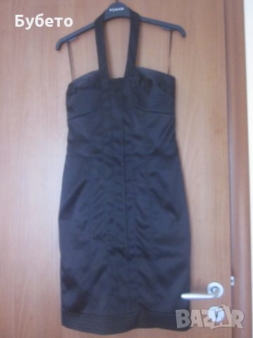 Малка черна рокля от сатен, снимка 1 - Рокли - 24118151