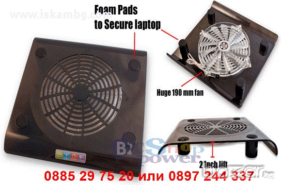 Охладител за лаптоп с голям вентилатор - код NB-7, снимка 7 - Лаптоп аксесоари - 13038673