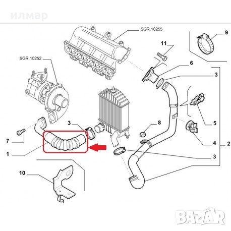 46832870 Маркуч за турбината за Фиат Пунто и Идеа1,9 jtd, снимка 3 - Части - 26092301