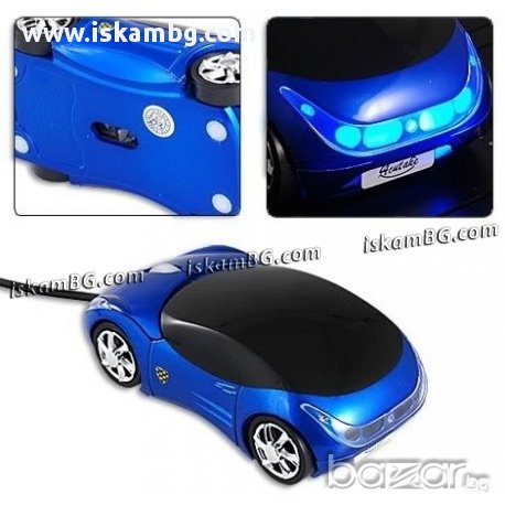 Мишка под формата на кола - Синя код ФЕРАРИ-синя, снимка 3 - Клавиатури и мишки - 13474475