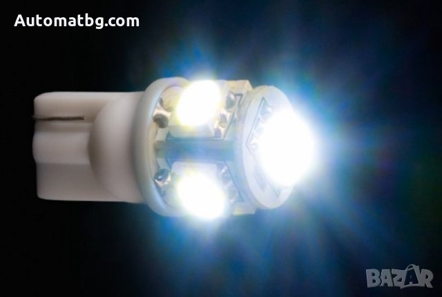 LED Диодна крушка T10 5-SMD LED Bulbs-Xenon White, снимка 2 - Аксесоари и консумативи - 23994315
