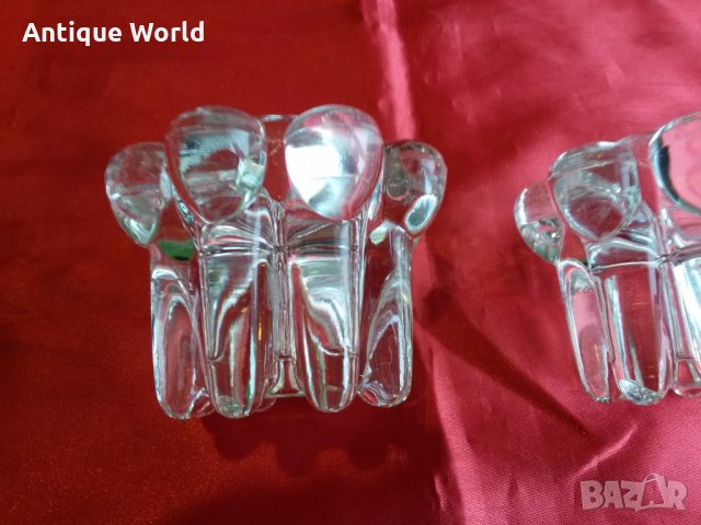 Комплект Френски Свещници Кристално Стъкло , снимка 3 - Антикварни и старинни предмети - 25073888