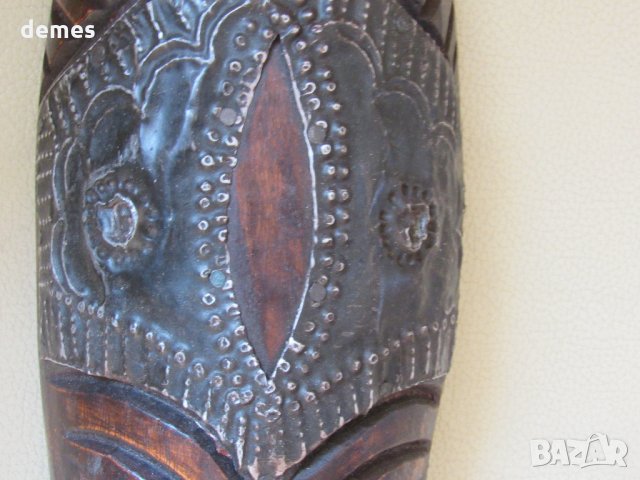  Африканска маска от абанос и мед, снимка 4 - Колекции - 23437736