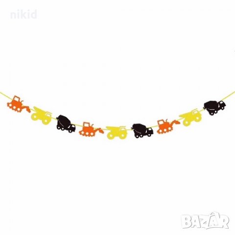 9 бр Трактор Кран Камион на въже Парти Гирлянд Банер Флаг филц