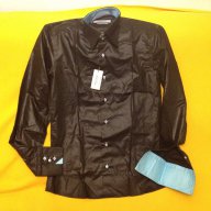 Нова риза Palenzo slim fit S - луксозна черна лъскава тюркоаз, снимка 2 - Ризи - 18030766
