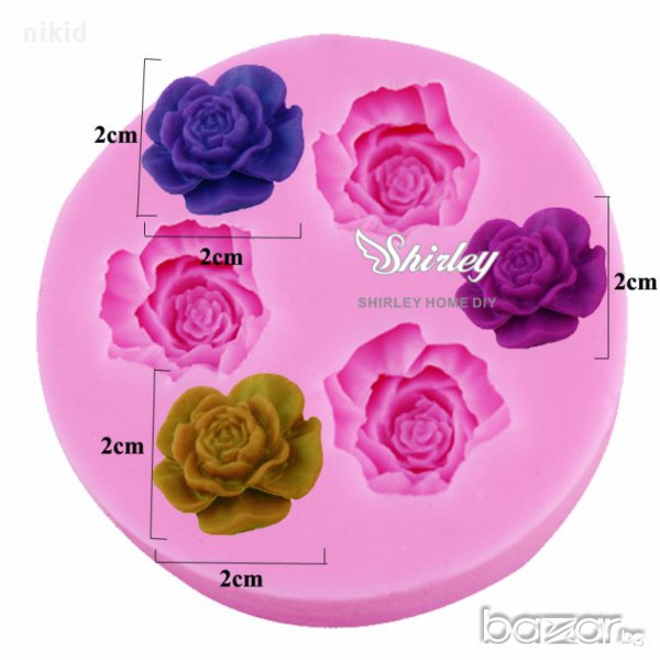 3D 3 малки божура божур кръгъл силиконов молд за фондан украса торта декорация мъфини шоколад, снимка 1