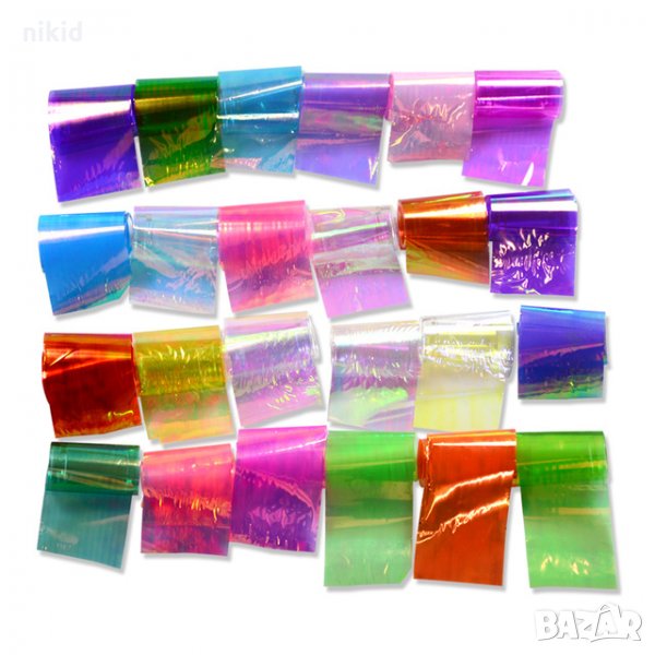 20 бр различни цветове тип Русалка лазер декорация декоративно фолио лента трансфер за нокти маникюр, снимка 1
