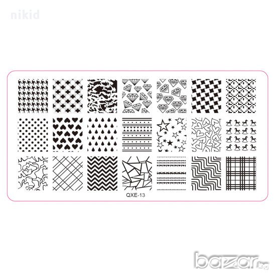фигури и линии плочка / щампа шаблон за печат на нокти - Нова QXE-13, снимка 1