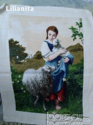 Младата овчарка  гоблен 1 към 1  , снимка 1