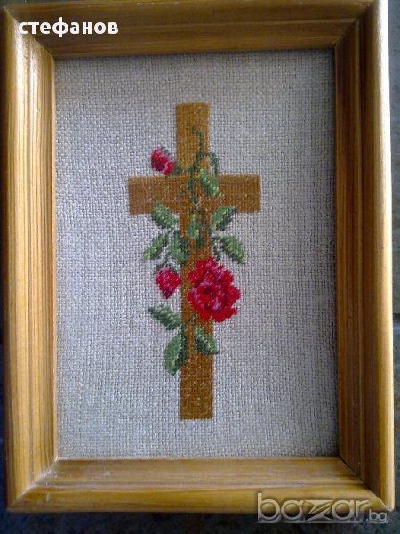 гоблени - кръст с рози и Мадоната , снимка 1