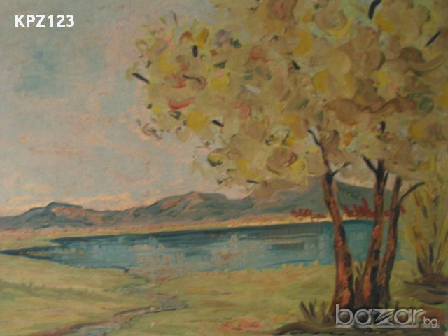 Пейзаж с езеро масло, М.Михайлов, снимка 4 - Картини - 12781267