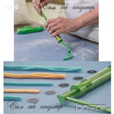 Екструдер Шприц финни елементи фитили въжета 19 диска инструмент пистолет приставки за фондан глина, снимка 3 - Други - 18454048