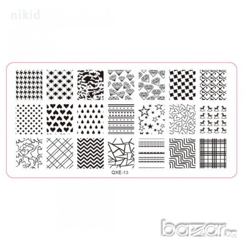 фигури и линии плочка / щампа шаблон за печат на нокти - Нова QXE-13