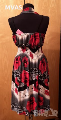 Нова лятна рокля S с червени рози с етикет, снимка 2 - Рокли - 25714443