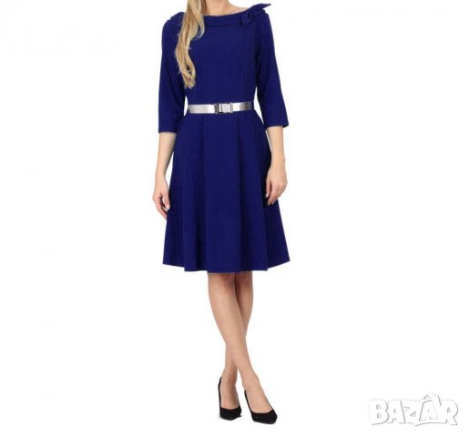 Тъмносиня рокля с ефектно деколте марка Margo Collection - 3XL