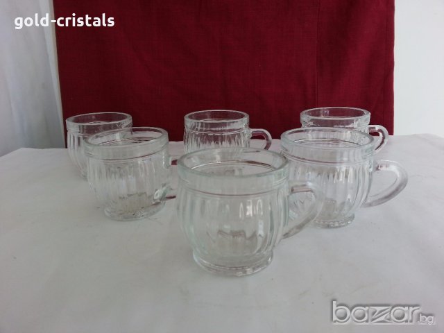 Руски стъклени чашки  халбички, снимка 1 - Антикварни и старинни предмети - 19197655