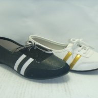 Дамски обувки, SARA-1823, черни и бели с 2 ленти с връзки, снимка 1 - Дамски ежедневни обувки - 13953883