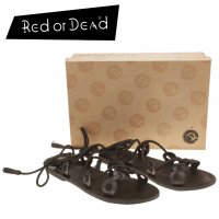 ПРОМО 🍊 RED OR DEAD 🍊 Черни дамски кожени сандали GLADIATOR 38 номер нови с кутия, снимка 8 - Сандали - 17948582