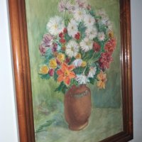 Люба Паликарова стара картина акварел натюрморт цветя  1975, снимка 2 - Картини - 23743155
