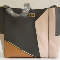 Дамска чанта в тъмносиво, екрю и охра марка Miss Lulu , снимка 1 - Чанти - 22360818