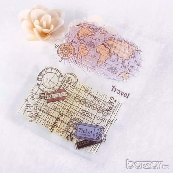 Земно кълбо пътешествие силиконов гумен печат декорация  украса за бисквитки фондан Scrapbooking, снимка 1