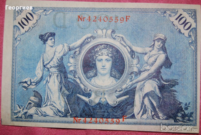 100 марки 1908 Германия червен печат 4240559, снимка 1