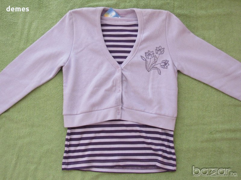 Лилава блуза и жилетка за момиче размер 128, нова, снимка 1