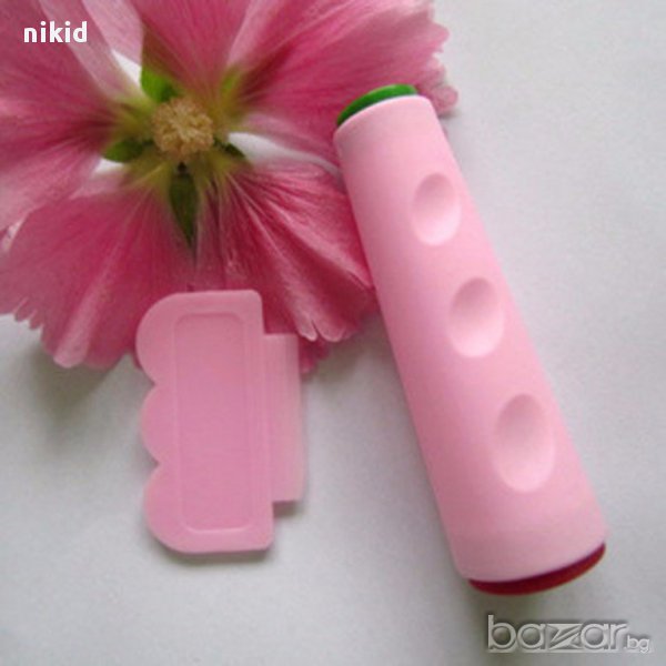 розов двоен двустранен печат за нокти маникюр + стъргало комплект лак, снимка 1