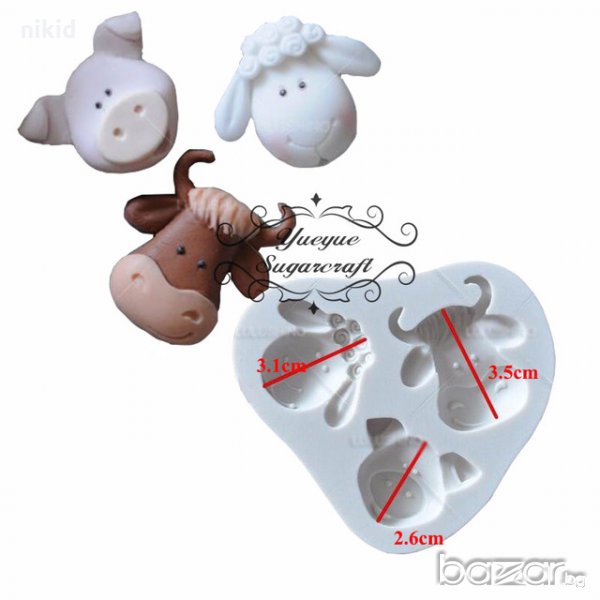 Крава овца прасе силиконов молд форма за украса торта с фондан шоколад, снимка 1