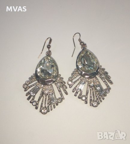 Висящи обеци метал сребърен цвят, снимка 2 - Обеци - 25777814