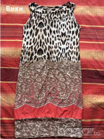 Тигрова рокля с цвят диня, снимка 2 - Рокли - 13735838