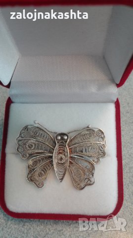 Сребърна брошка пеперуда-5,0гр/925, снимка 2 - Колиета, медальони, синджири - 22927153