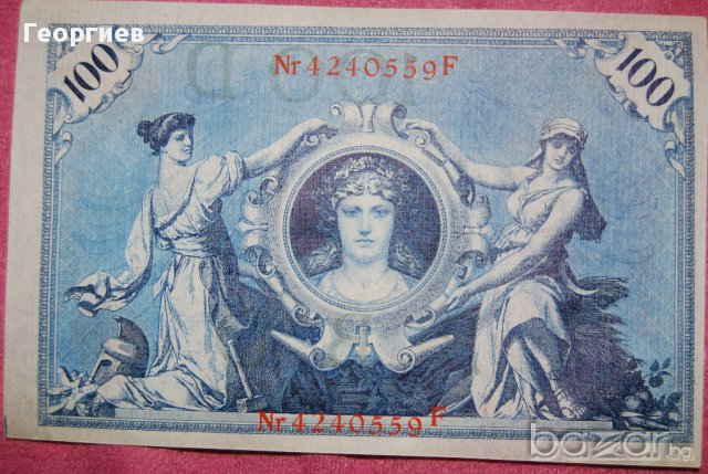 100 марки 1908 Германия червен печат 4240559