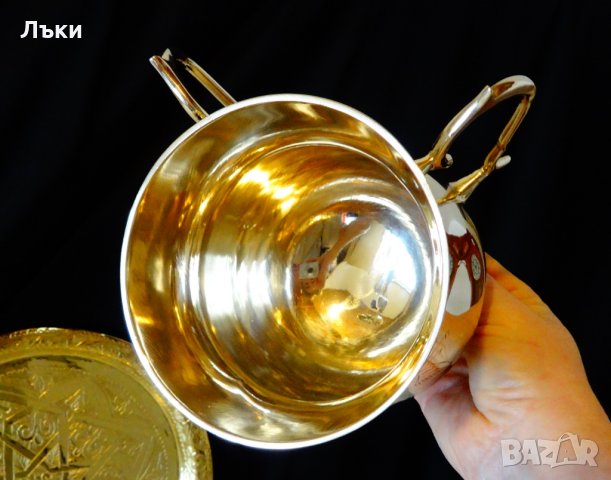  Бронзов бокал с две дръжки 1 л.,сватба,годишнина.  , снимка 6 - Антикварни и старинни предмети - 23627765