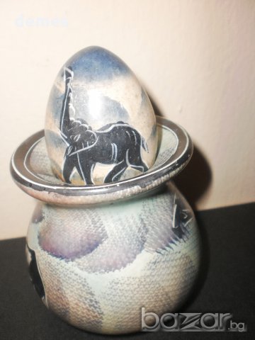 Декоративно яйце с поставка , изработено от сапунен камък, снимка 8 - Декорация за дома - 17622317