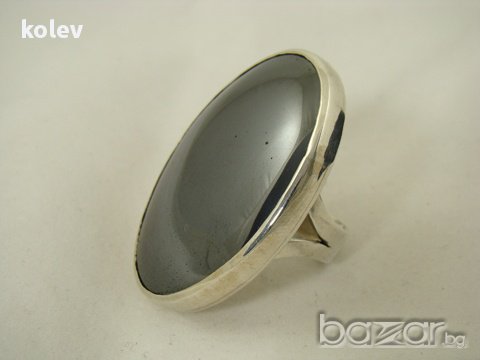 по поръчка!СРЕБЪРЕН ПРЪСТЕН С натурален ХЕМАТИТ 40/30 мм, размер отворен -59/60+, снимка 8 - Пръстени - 12441977