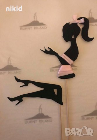 Лейди Силует Дама Момиче 2 части картонен топер на клечки украса декорация за торта Парти, снимка 2 - Други - 22498929